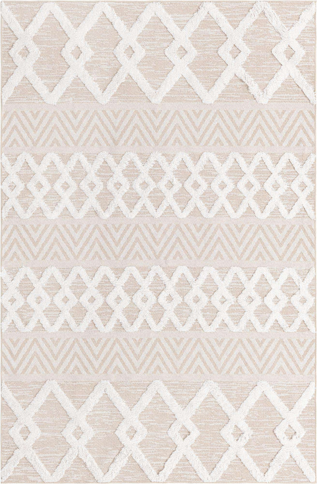 Beige 5' 3 x 8' Sabrina Soto Casa Rectangle Area Rug 100% Cotton Geometric Pattern All Natural Material Eco Friendly Carpet for Sale at Rug Engine