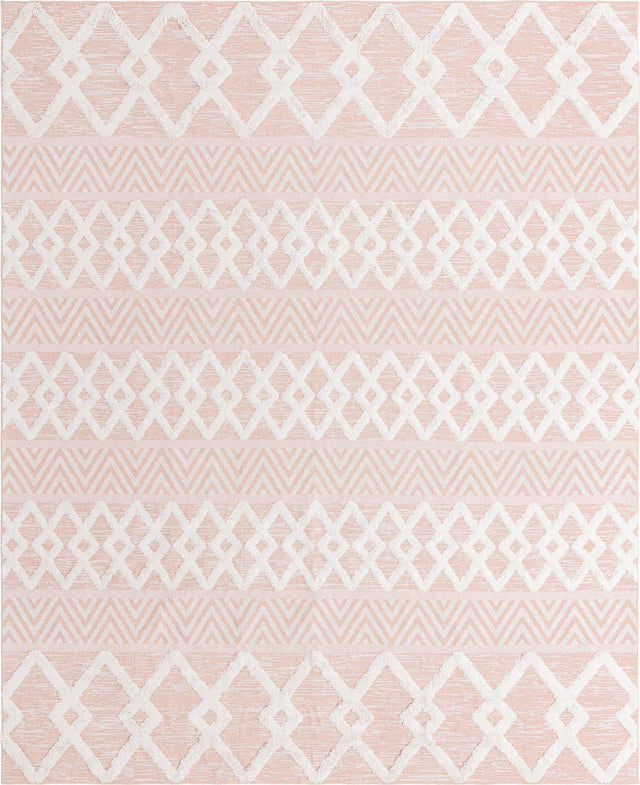 Pink 9' 10 x 12' Sabrina Soto Casa Rectangle Area Rug 100% Cotton Geometric Pattern All Natural Material Eco Friendly Carpet for Sale at Rug Engine