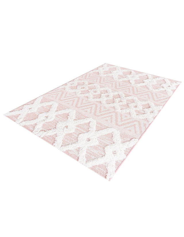 Pink 2' 3 x 3' Sabrina Soto Casa Rectangle Area Rug 100% Cotton Geometric Pattern All Natural Material Eco Friendly Carpet for Sale at Rug Engine