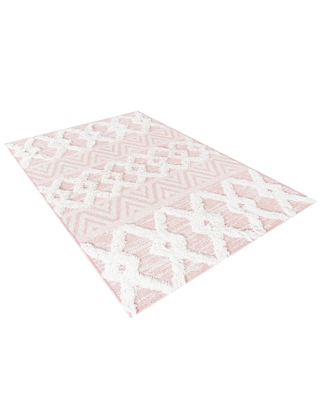 Pink 2' 3 x 3' Sabrina Soto Casa Rectangle Area Rug 100% Cotton Geometric Pattern All Natural Material Eco Friendly Carpet for Sale at Rug Engine