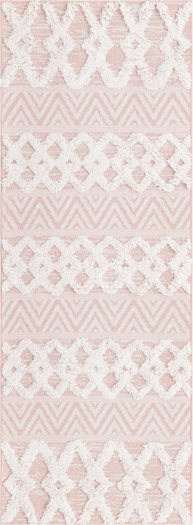 Pink 2' 3 x 6' Sabrina Soto Casa Runner Area Rug 100% Cotton Geometric Pattern All Natural Material Eco Friendly Carpet for Sale at Rug Engine