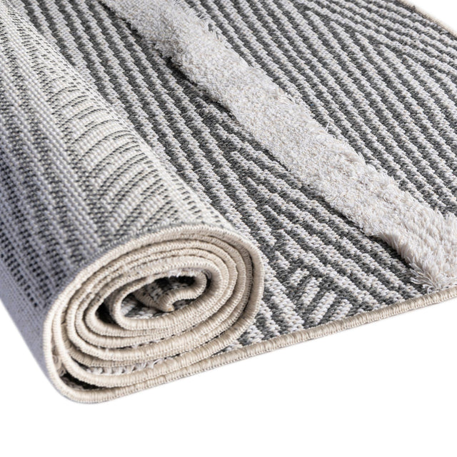 Anthracite Gray 8' 3 x 10' Sabrina Soto Casa Rectangle Area Rug 100% Cotton Geometric Pattern All Natural Material Eco Friendly Carpet for Sale at Rug Engine