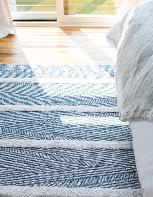 Navy Blue 8' 3 x 10' Sabrina Soto Casa Rectangle Area Rug 100% Cotton Geometric Pattern All Natural Material Eco Friendly Carpet for Sale at Rug Engine