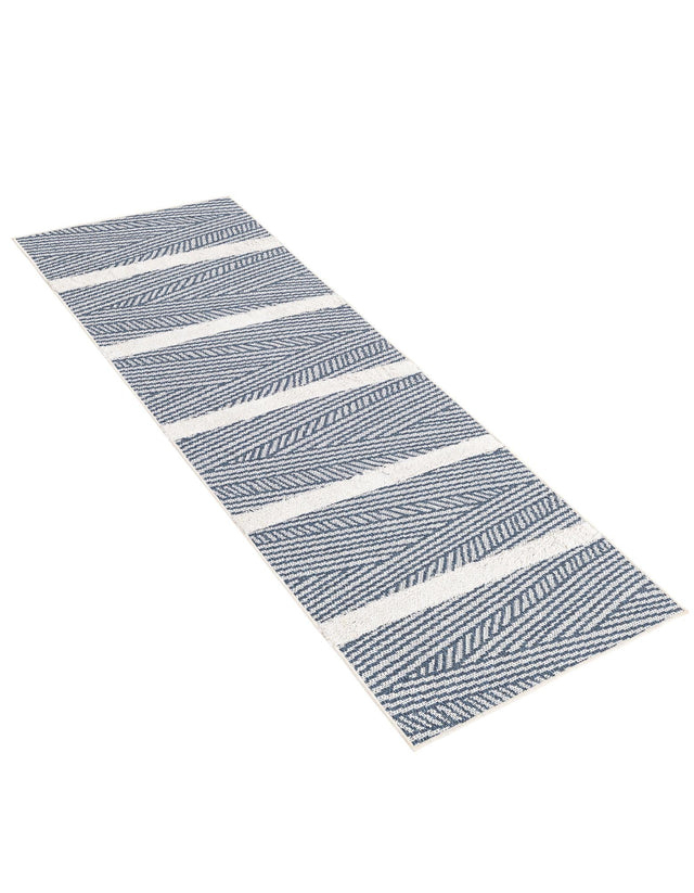 Navy Blue 2' 3 x 6' Sabrina Soto Casa Runner Area Rug 100% Cotton Geometric Pattern All Natural Material Eco Friendly Carpet for Sale at Rug Engine