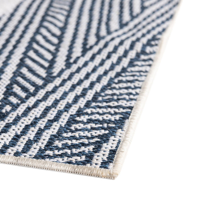 Navy Blue 2' 3 x 6' Sabrina Soto Casa Runner Area Rug 100% Cotton Geometric Pattern All Natural Material Eco Friendly Carpet for Sale at Rug Engine