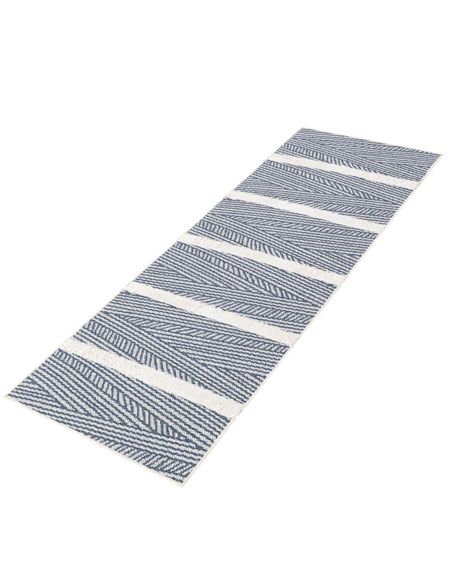 Navy Blue 2' 3 x 6' Sabrina Soto Casa Runner Area Rug 100% Cotton Geometric Pattern All Natural Material Eco Friendly Carpet for Sale at Rug Engine