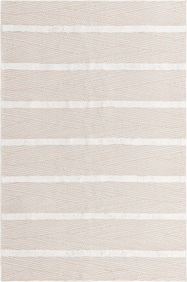 Beige 5' 3 x 8' Sabrina Soto Casa Rectangle Area Rug 100% Cotton Geometric Pattern All Natural Material Eco Friendly Carpet for Sale at Rug Engine