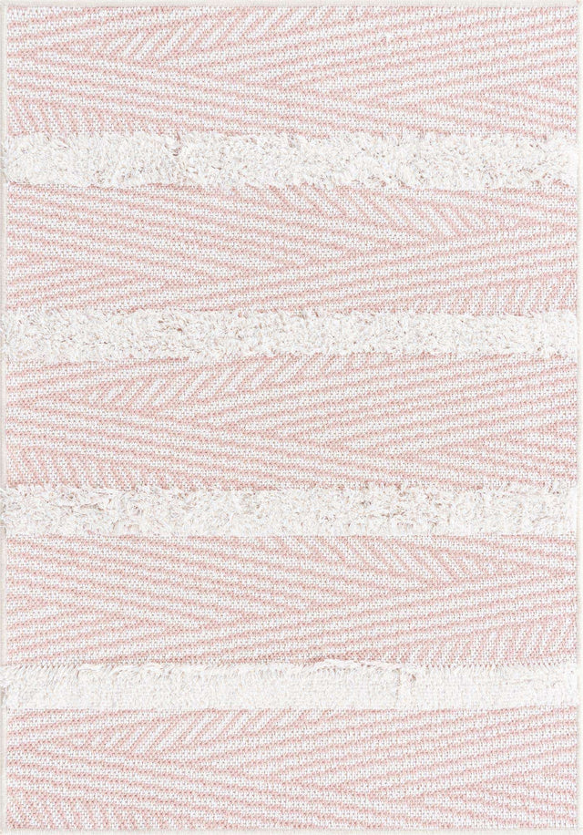 Pink 2' 3 x 3' Sabrina Soto Casa Rectangle Area Rug 100% Cotton Geometric Pattern All Natural Material Eco Friendly Carpet for Sale at Rug Engine