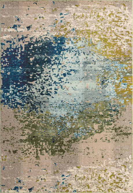 Blue 10' x 14' Estrella Rectangle Area Rug 100% Polypropylene Non-Shedding Stain Resistant Carpet Colorful Modern Abstract Design Easy Clean for Home Decor for Sale at Rug Engine