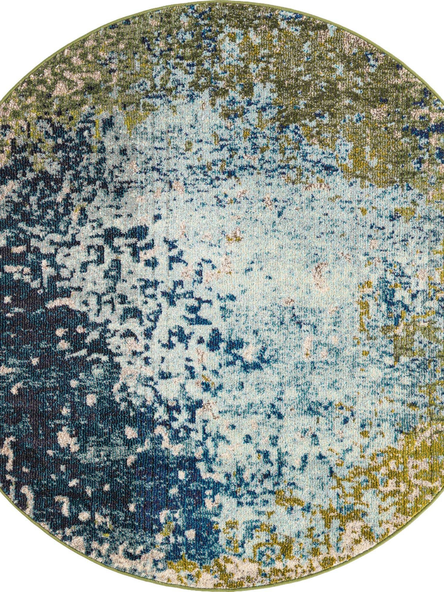 Blue 5' x 5' Estrella Round Area Rug 100% Polypropylene Non-Shedding Stain Resistant Carpet Colorful Modern Abstract Design Easy Clean for Home Decor for Sale at Rug Engine