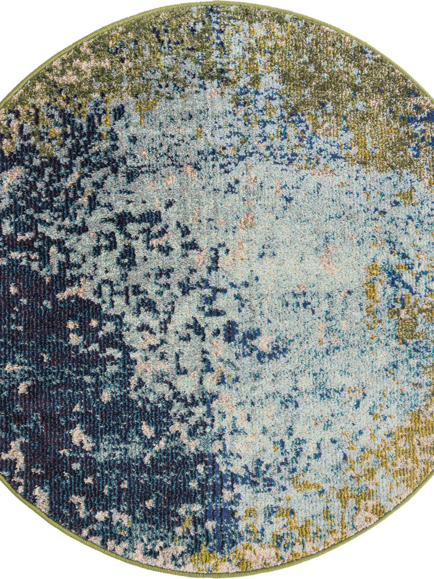 Blue 3' 3 x 3' 3 Estrella Round Area Rug 100% Polypropylene Non-Shedding Stain Resistant Carpet Colorful Modern Abstract Design Easy Clean for Home Decor for Sale at Rug Engine