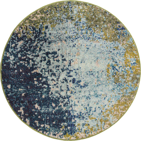 Blue 3' 3 x 3' 3 Estrella Round Area Rug 100% Polypropylene Non-Shedding Stain Resistant Carpet Colorful Modern Abstract Design Easy Clean for Home Decor for Sale at Rug Engine