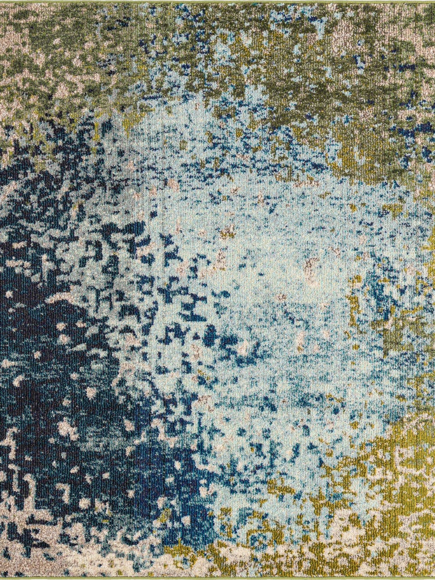 Blue 4' x 4' Estrella Square Area Rug 100% Polypropylene Non-Shedding Stain Resistant Carpet Colorful Modern Abstract Design Easy Clean for Home Decor for Sale at Rug Engine