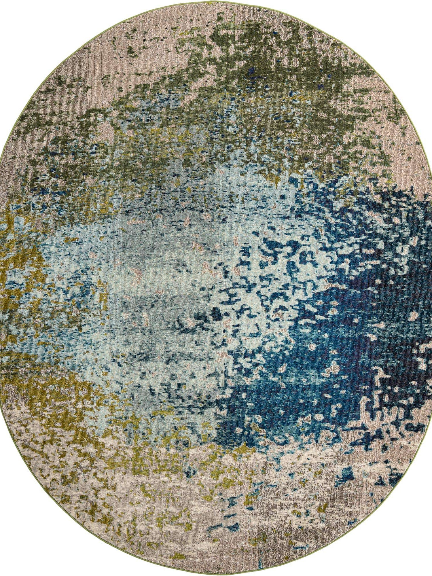 Blue 7' 11 x 10' Estrella Oval Area Rug 100% Polypropylene Non-Shedding Stain Resistant Carpet Colorful Modern Abstract Design Easy Clean for Home Decor for Sale at Rug Engine