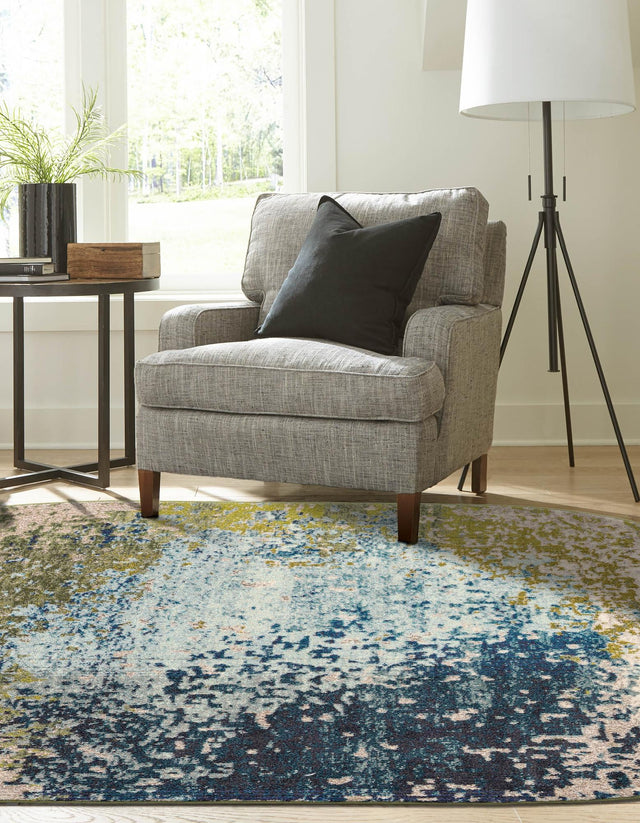 Blue 3' 3 x 5' 3 Estrella Oval Area Rug 100% Polypropylene Non-Shedding Stain Resistant Carpet Colorful Modern Abstract Design Easy Clean for Home Decor for Sale at Rug Engine