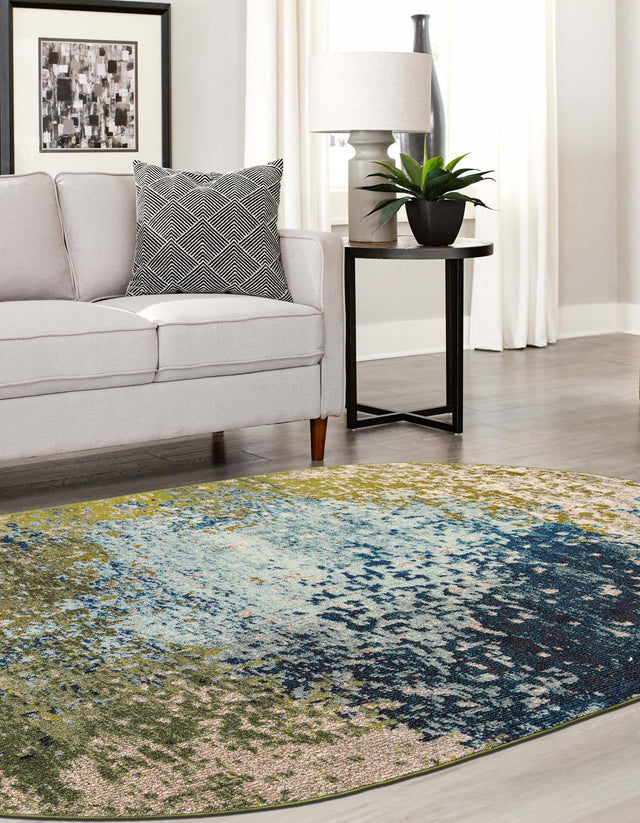 Blue 3' 3 x 5' 3 Estrella Oval Area Rug 100% Polypropylene Non-Shedding Stain Resistant Carpet Colorful Modern Abstract Design Easy Clean for Home Decor for Sale at Rug Engine