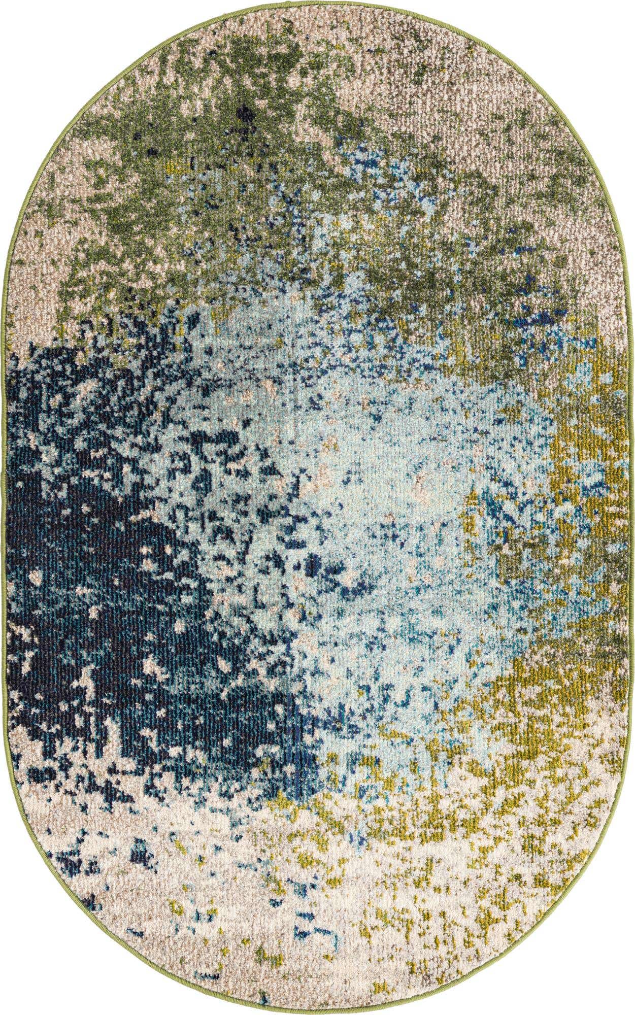 Blue 3' 3 x 5' 3 Estrella Oval Area Rug 100% Polypropylene Non-Shedding Stain Resistant Carpet Colorful Modern Abstract Design Easy Clean for Home Decor for Sale at Rug Engine