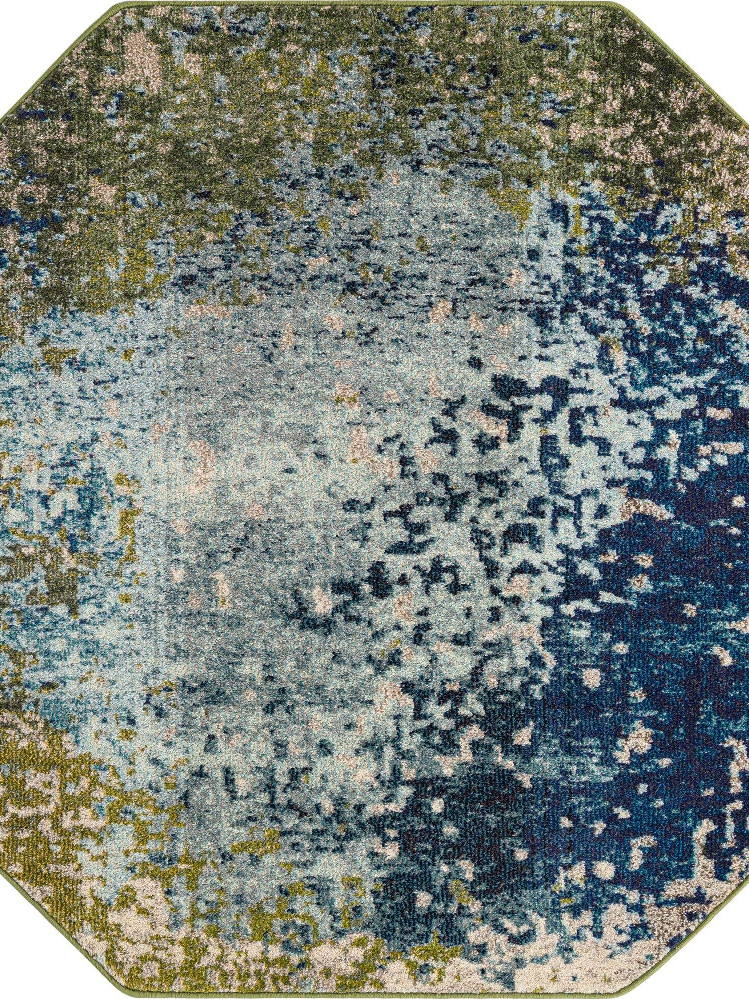 Blue 5' x 5' Estrella Octagon Area Rug 100% Polypropylene Non-Shedding Stain Resistant Carpet Colorful Modern Abstract Design Easy Clean for Home Decor for Sale at Rug Engine