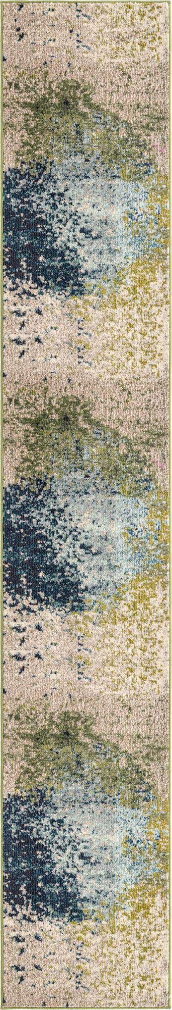 Blue 2' 7 x 12' Estrella Runner Area Rug 100% Polypropylene Non-Shedding Stain Resistant Carpet Colorful Modern Abstract Design Easy Clean for Home Decor for Sale at Rug Engine