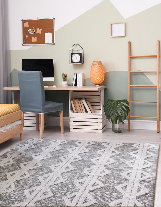 Anthracite Gray 6' 4 x 9' Sabrina Soto Casa Rectangle Area Rug 100% Cotton Geometric Pattern All Natural Material Eco Friendly Carpet for Sale at Rug Engine