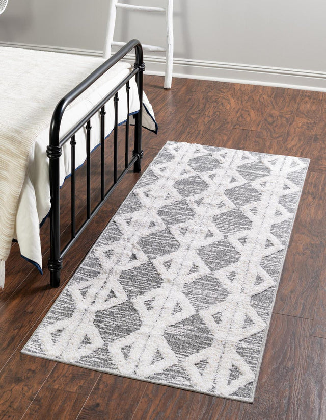 Anthracite Gray 2' 3 x 8' Sabrina Soto Casa Runner Area Rug 100% Cotton Geometric Pattern All Natural Material Eco Friendly Carpet for Sale at Rug Engine