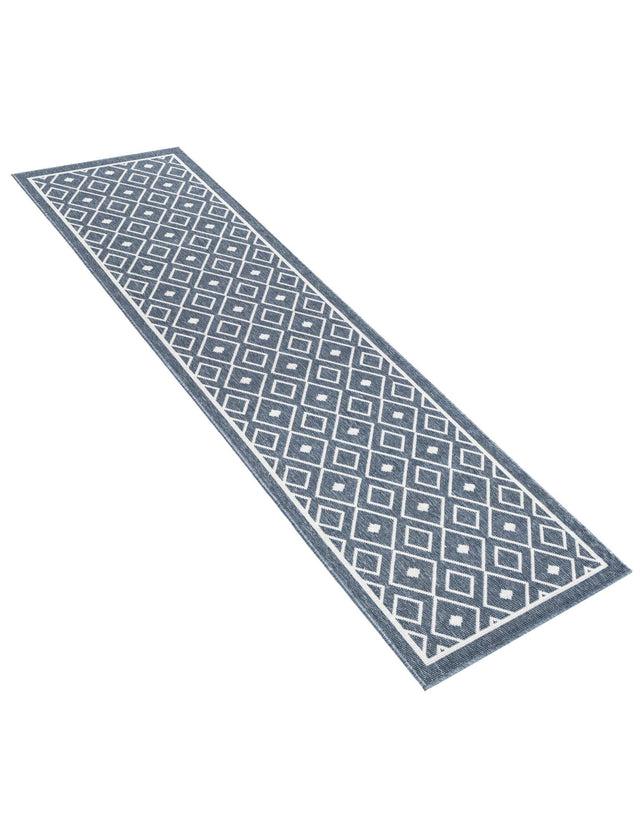 Navy Blue 2' 7 x 12' Sabrina Soto Casa Runner Area Rug 100% Cotton Geometric Pattern All Natural Material Eco Friendly Carpet for Sale at Rug Engine