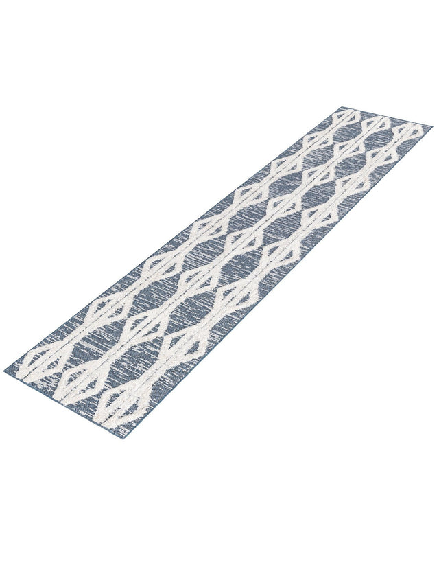 Navy Blue 2' 4 x 8' Sabrina Soto Casa Runner Area Rug 100% Cotton Geometric Pattern All Natural Material Eco Friendly Carpet for Sale at Rug Engine