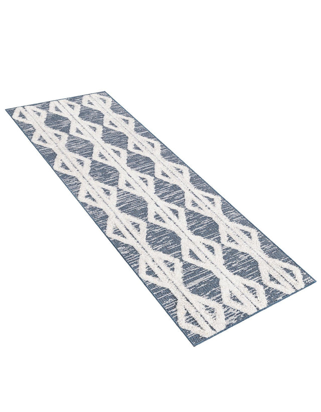 Navy Blue 2' 4 x 6' Sabrina Soto Casa Runner Area Rug 100% Cotton Geometric Pattern All Natural Material Eco Friendly Carpet for Sale at Rug Engine