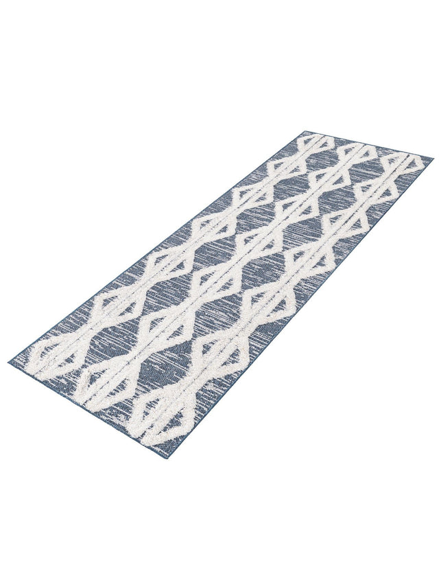 Navy Blue 2' 4 x 6' Sabrina Soto Casa Runner Area Rug 100% Cotton Geometric Pattern All Natural Material Eco Friendly Carpet for Sale at Rug Engine