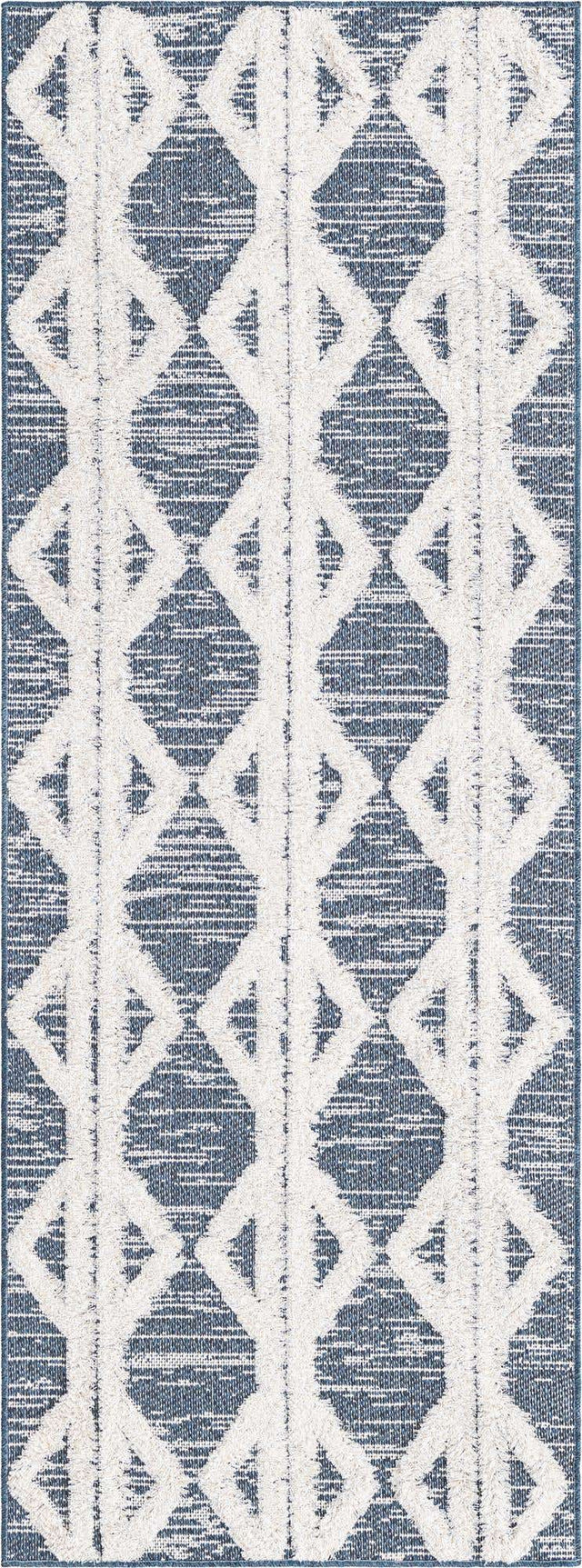 Navy Blue 2' 4 x 6' Sabrina Soto Casa Runner Area Rug 100% Cotton Geometric Pattern All Natural Material Eco Friendly Carpet for Sale at Rug Engine