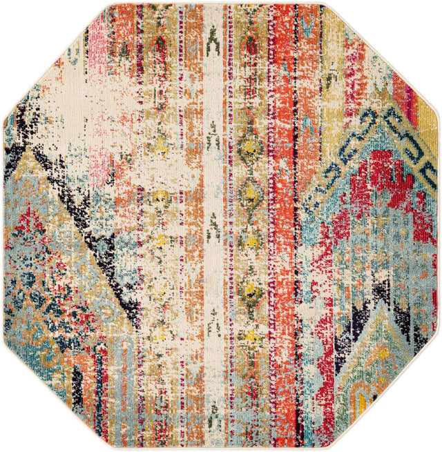Multicolor 5' x 5' Sedona Octagon Area Rug Durable Long Lasting Carpet for Living Rooms, Kitchen, Bedrooms, Office Space, Dorms for Sale at Rug Engine
