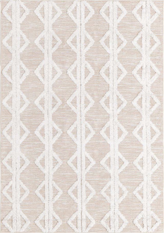 Beige 6' 4 x 9' Sabrina Soto Casa Rectangle Area Rug 100% Cotton Geometric Pattern All Natural Material Eco Friendly Carpet for Sale at Rug Engine