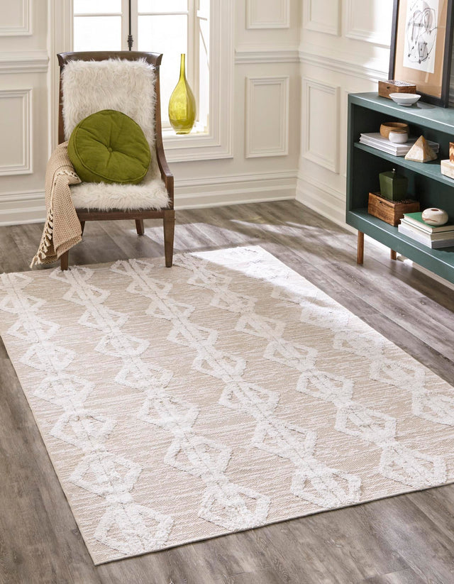 Beige 1' 3 x 1' 4 Sabrina Soto Casa Sample Area Rug 100% Cotton Geometric Pattern All Natural Material Eco Friendly Carpet for Sale at Rug Engine
