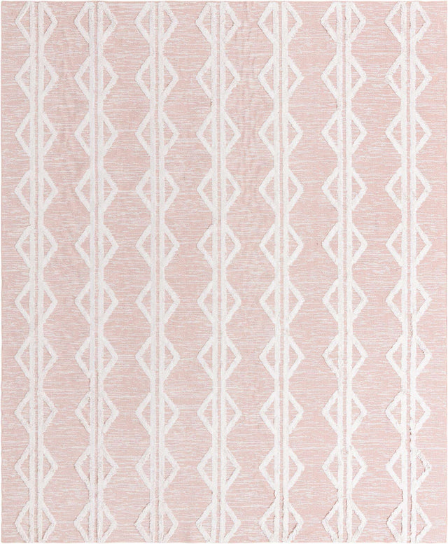 Pink 9' 10 x 12' Sabrina Soto Casa Rectangle Area Rug 100% Cotton Geometric Pattern All Natural Material Eco Friendly Carpet for Sale at Rug Engine