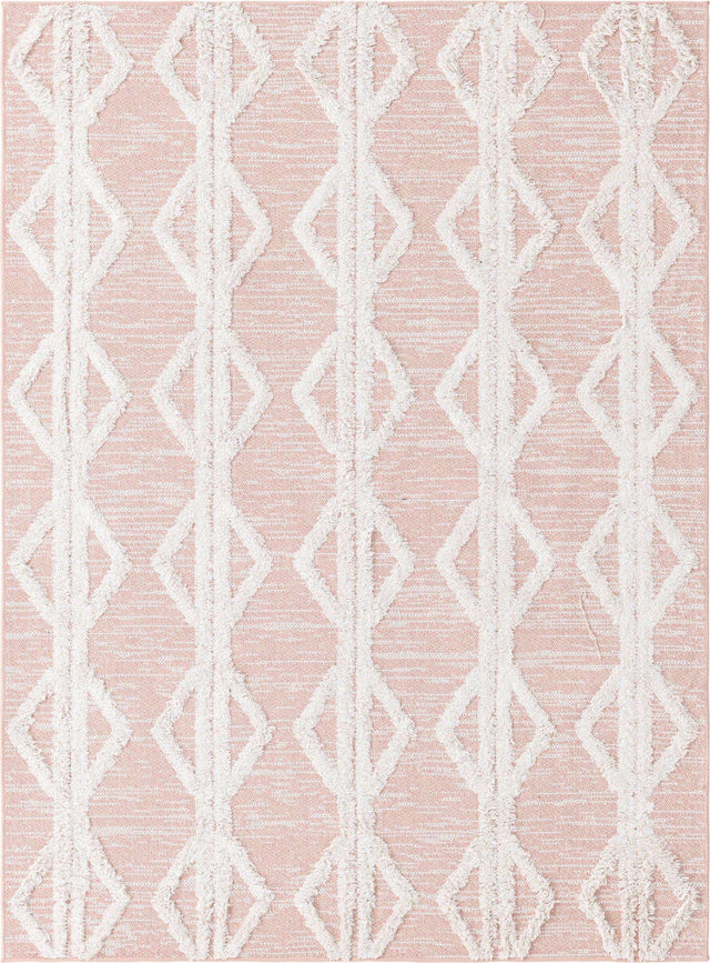 Pink 4' 5 x 6' Sabrina Soto Casa Rectangle Area Rug 100% Cotton Geometric Pattern All Natural Material Eco Friendly Carpet for Sale at Rug Engine