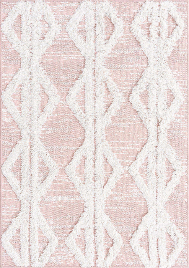 Pink 2' 3 x 3' Sabrina Soto Casa Rectangle Area Rug 100% Cotton Geometric Pattern All Natural Material Eco Friendly Carpet for Sale at Rug Engine
