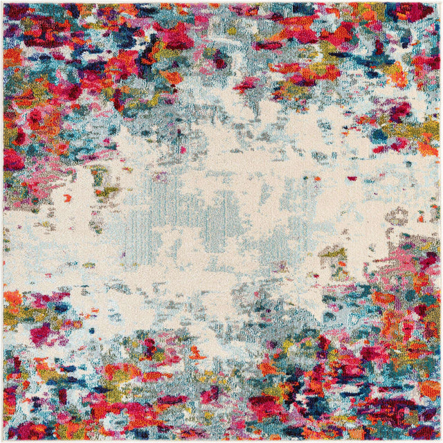 Multicolor 5' x 5' Chromatic Square Area Rug 100% Polypropylene With Cotton Backing Abstract Modern Colorful Carpet Mat for Home Decor & Interior Design for Sale at Rug Engine