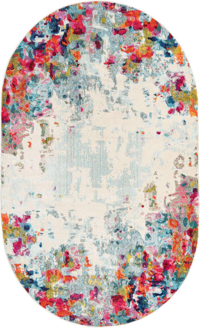 Multicolor 5' x 8' Chromatic Oval Area Rug 100% Polypropylene With Cotton Backing Abstract Modern Colorful Carpet Mat for Home Decor & Interior Design for Sale at Rug Engine