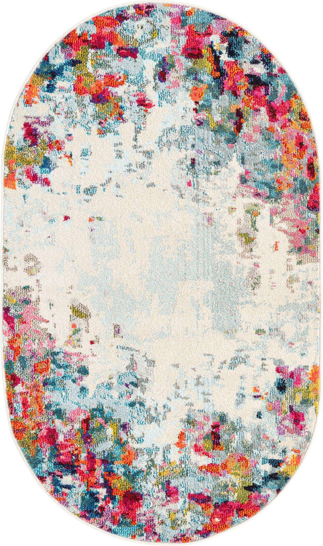 Multicolor 3' 3 x 5' 3 Chromatic Oval Area Rug 100% Polypropylene With Cotton Backing Abstract Modern Colorful Carpet Mat for Home Decor & Interior Design for Sale at Rug Engine