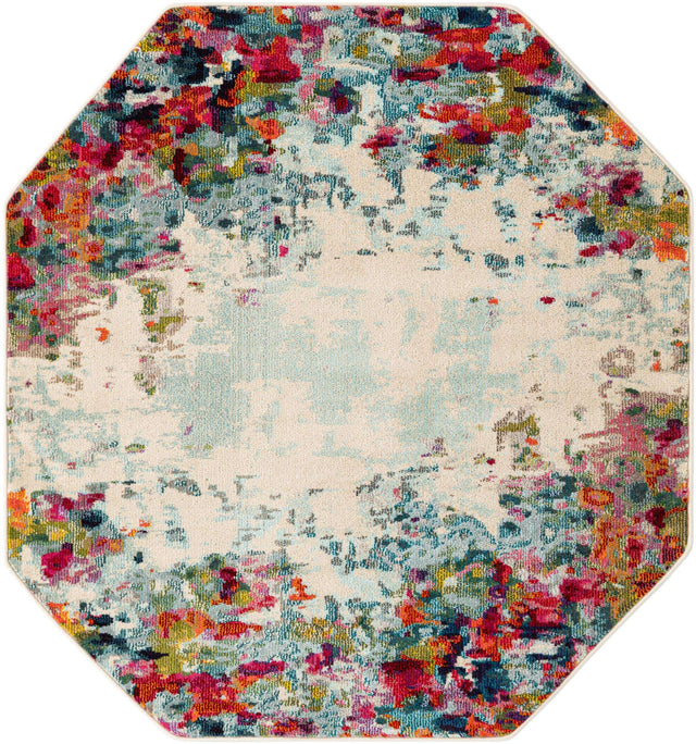 Multicolor 5' x 5' Chromatic Octagon Area Rug 100% Polypropylene With Cotton Backing Abstract Modern Colorful Carpet Mat for Home Decor & Interior Design for Sale at Rug Engine