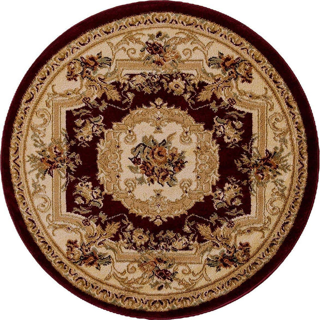 Red 3' 1 x 3' 1 Versailles Round Area Rug
