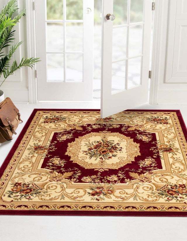 Red 6' 1 x 6' 1 Versailles Square Area Rug