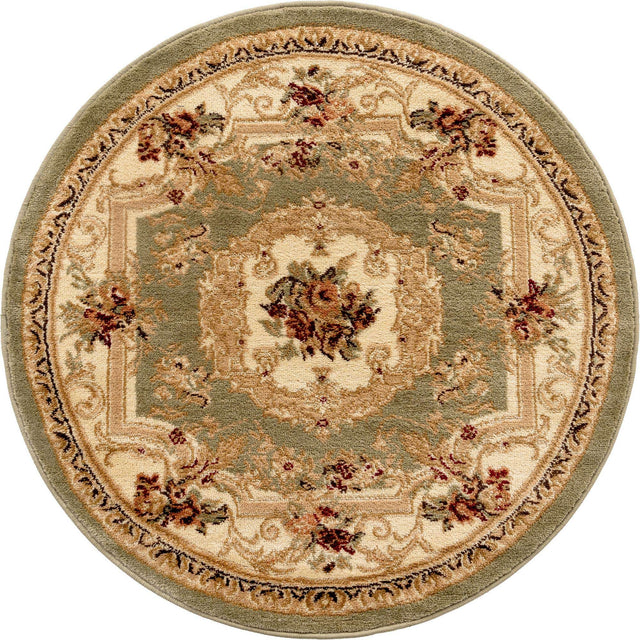 Green 3' 1 x 3' 1 Versailles Round Area Rug