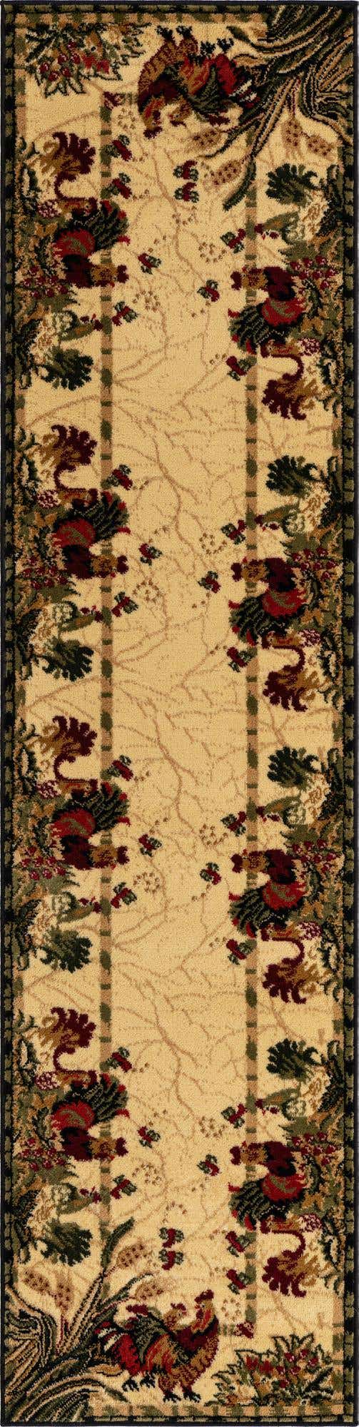 Cream 2' x 8' Barnyard Runner Area Rug 100% Polypropylene With Cotton Backing Traditional Cottage Rustic Classical Carpet for Living Office Bedroom Dining Room Easy to Clean Long Lasting & Durable Decor for Sale at Rug Engine