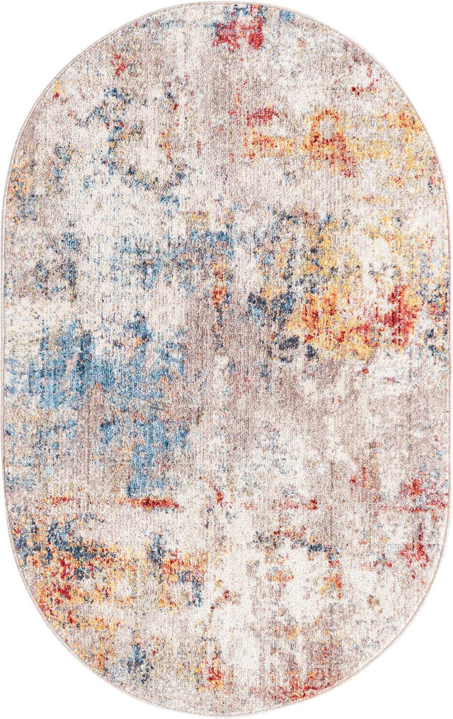 Multicolor 3' 3 x 5' 3 Rainbow Oval Area Rug Colorful Modern Unique Carpet for Living Rooms, Dining, Bedrooms, Office, Dorms for Sale at Rug Engine