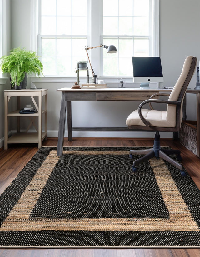 Black 9' x 12' Chindi Jute Rectangle Area Rug Interior Design Home Decor Carpet Mat for Sale at Rug Engine