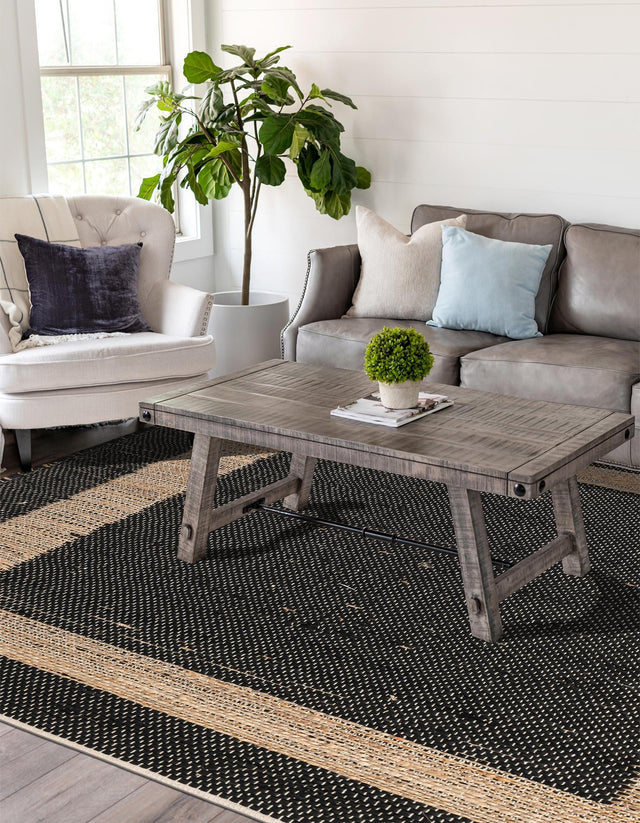 Black 10' x 14' 1 Chindi Jute Rectangle Area Rug Interior Design Home Decor Carpet Mat for Sale at Rug Engine