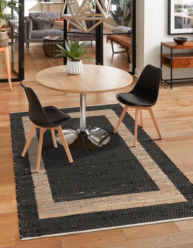 Black 5' 1 x 8' Chindi Jute Rectangle Area Rug Interior Design Home Decor Carpet Mat for Sale at Rug Engine