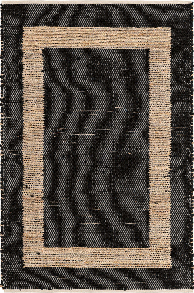 Black 4' 1 x 6' 1 Chindi Jute Rectangle Area Rug Interior Design Home Decor Carpet Mat for Sale at Rug Engine