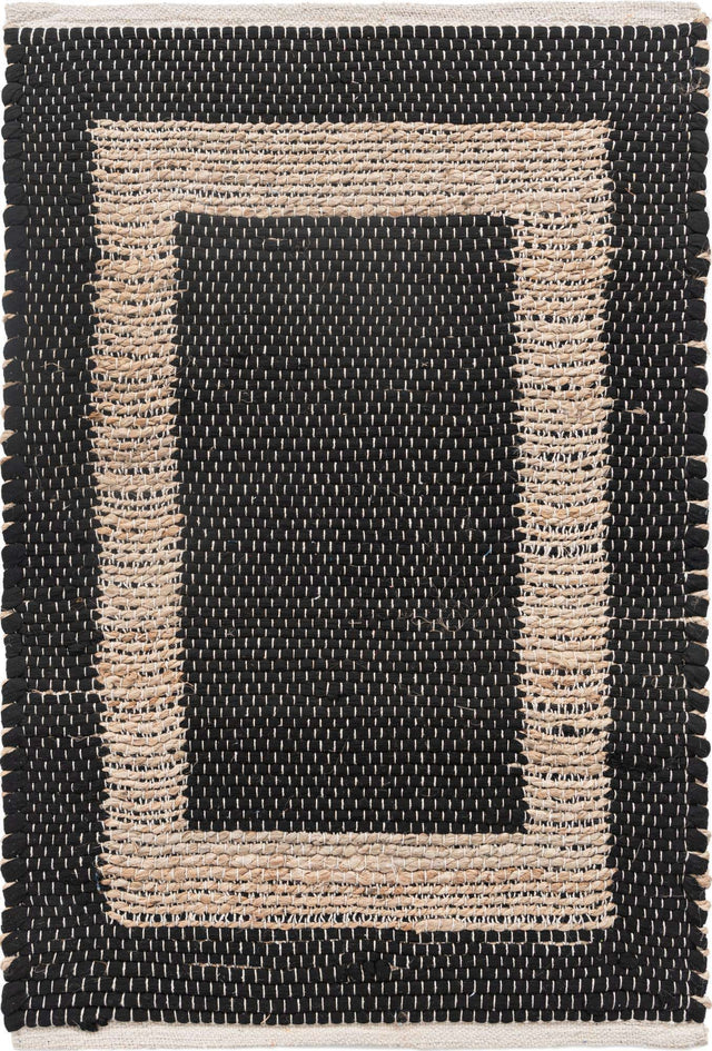 Black 2' x 3' 1 Chindi Jute Rectangle Area Rug Interior Design Home Decor Carpet Mat for Sale at Rug Engine